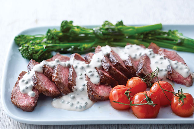 Steak with Creamy Peppercorn Sauce