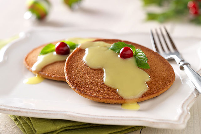 Gingerbread Pancakes with Warm Lemon Sauce