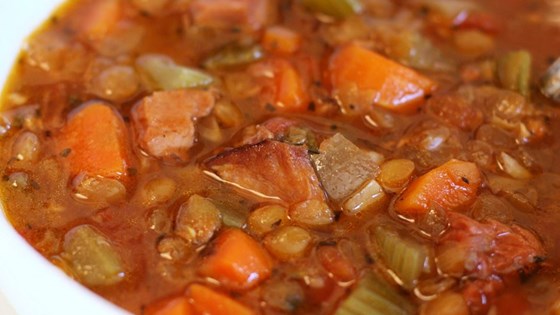 Slow Cooker Lentil and Ham Soup