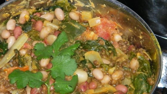 Spinach, Red Lentil, and Bean Curry