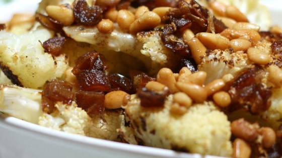 Roasted Cauliflower with Dates and Pine Nuts