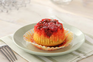 Strawberry-Rhubarb Upside-Down Cupcakes