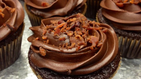 Dark Chocolate Bacon Cupcakes