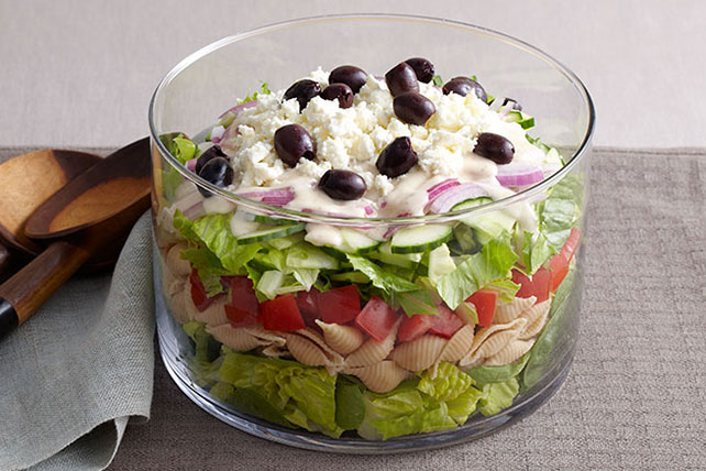 Layered Greek Salad for a Crowd