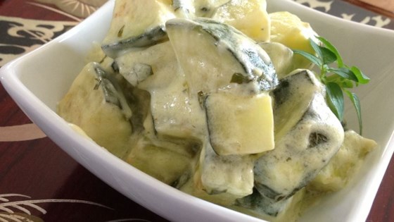 Cream Cheesy Cubed Zucchini with Lemon and Oregano