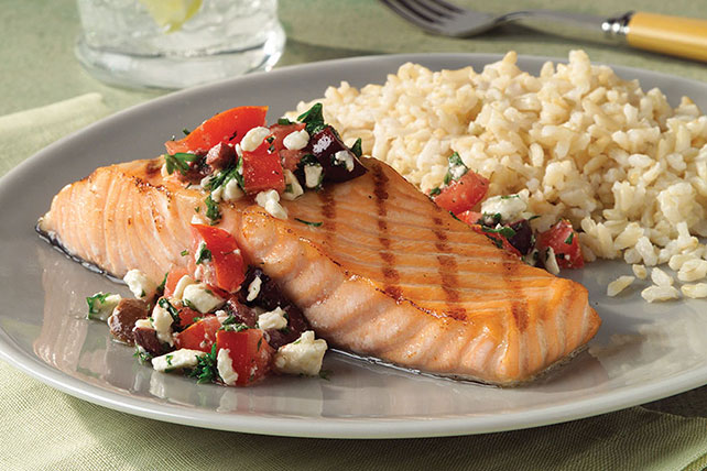 Grilled Salmon with Mediterranean Salsa