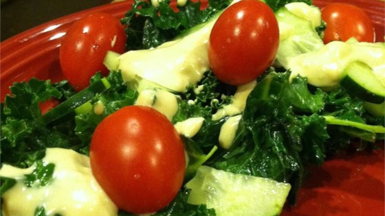 Kale Caesar with Cucumbers and Leeks