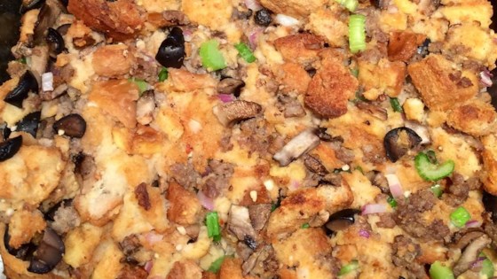 Black Olive, Mushroom, and Sausage Stuffing